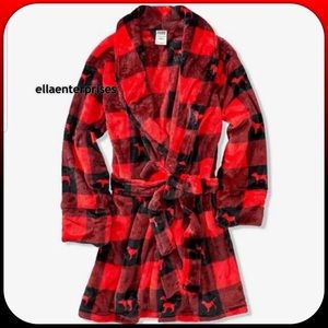 VS Pink Buffalo Plaid Dog Cozy Plush Robe